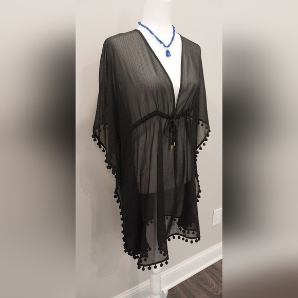 NWT Bleu Rod Beattie black sheer swimsuit cover up 100% polyester Size M - Picture 3 of 13